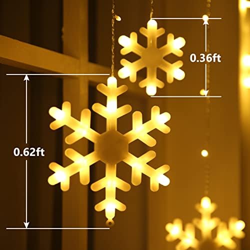 Christmas Snowflake Lights, 10.66ft 168 LED Icicle Lights Outdoor with 14 Drops, 8 Modes Waterproof Connectable Christmas Light for Eaves, Wedding, Garden, Yard, Indoor Outdoor Xmas Decor (Warm White)