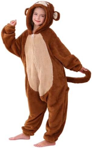 Animal Onesie Pajamas for Kids, Soft Flannel Halloween Cosplay Costume for Boys Girls