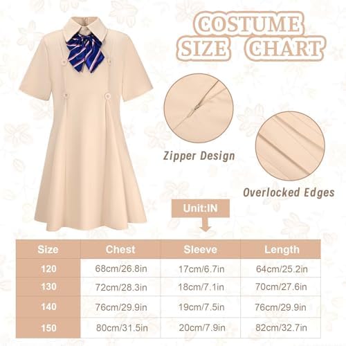 4 Pcs Halloween Horror Movie Costume Accessory Cosplay Outfit Dress Bow Tie Sleeves Socks for Halloween Cosplay Party Dress Up(11-12Y)