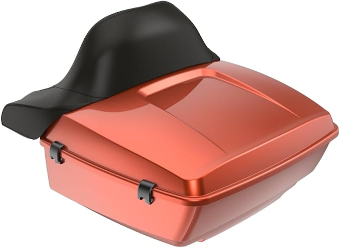 Advanblack Road Glide Tour Trunk Pack Orange Lava King Tour Trunk Pack Luggage +Wrap-Around Backrest Pad for '97-'25 Harley Touring Road King Street Glide Electra Glide CVO models