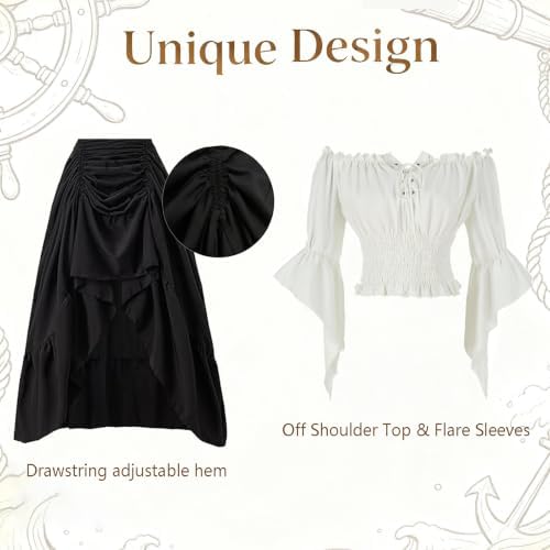 Pirate Costume Women Renaissance Medieval Outfits Halloween Cosplay Set