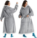 Bedsure Wearable Blanket Hoodie, Cozy Long Hooded Blanket Sweatshirt as Mothers Day Hoodie Gifts for Mom Women, Small, Grey