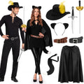 8 Pcs Halloween Couple Costume Set for Adult, Cloak Hat Costume