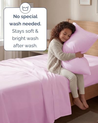 Twin Size 3 Piece Sheet Set - Breathable & Cooling Sheets - Light Pink