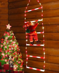 Toodour LED Christmas Light - 2.5FT Christmas Decorative Ladder Lights with Santa Claus, Xmas Decorations Light for Indoor Outdoor, Window, Garden, Home, Wall, Xmas Tree Decor - White & Red