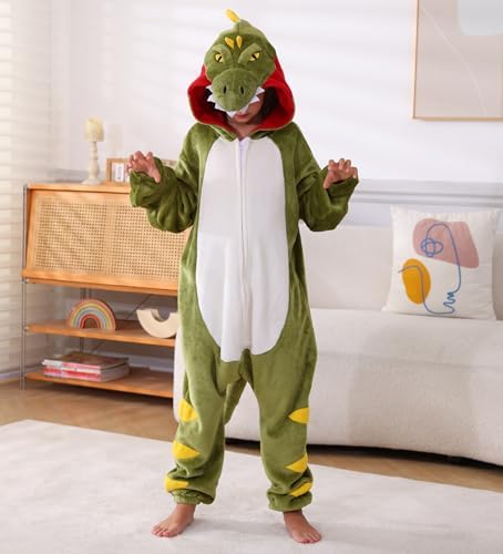 Animal Onesie Pajamas for Kids, Soft Flannel Halloween Cosplay Costume for Boys Girls