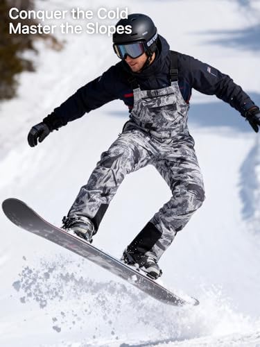 FREE SOLDIER Mens Snow Bibs Ski Snow Pants Softshell Ski Bib Overalls