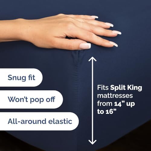 Flex Top Split Head King 4 Piece Sheet Set - Soft & Breathable - Navy Blue