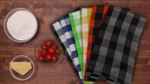Urban Villa Kitchen Towels 100% Cotton Dish Towels for Kitchen (Set of 12) 20”x30” Dish Cloths Highly Absorbent Kitchen Linen Set with Hanging Loop Perfect for Drying Dishes Cleaning – Multi Color