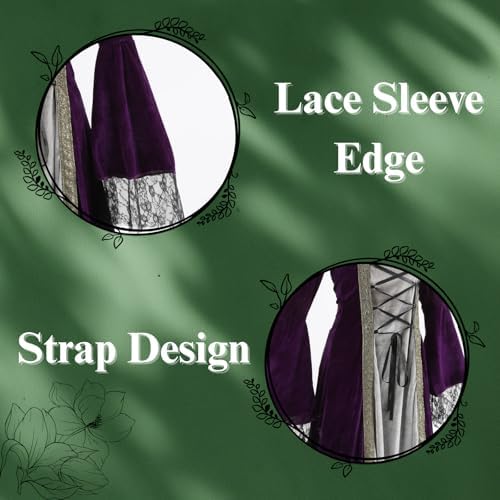 Colorful House Women Hooded Medieval Renaissance Dress Halloween for Adult
