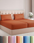 Split King Size 5 Piece Sheet Set - Comfy Breathable & Cooling - Terracotta