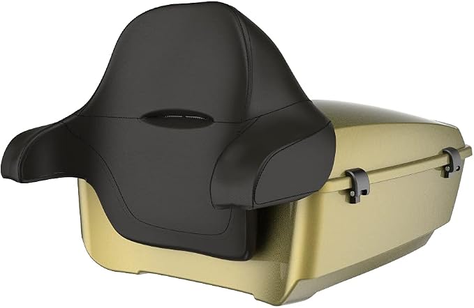 Advanblack Road Glide Tour Trunk Pack Olive Gold King Tour Trunk Pack Luggage +Wrap-Around Backrest Pad for '97-'25 Harley Touring Road King Street Glide Electra Glide CVO models