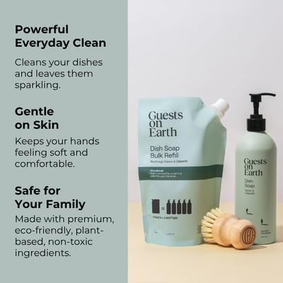Dish Soap Bulk Refill Concentrate, Woodlands Scent, Plant Based Dish Soap, Makes 5 Bottles, Grease Fighting Dishwashing Liquid with Essential Oils