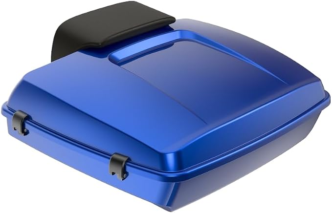 Advanblack Road Glide Tour Trunk Pack Crushed Sapphire Blue Razor Tour Trunk Pack Backrest Pad for '97-'25 Harley Touring Road King Street Glide Electra Glide CVO models