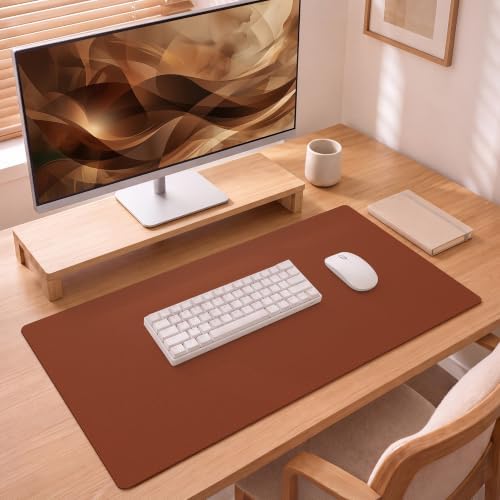 Leather Desk Pad Protector, 31.5" x 15.7", Brown Desk Mat