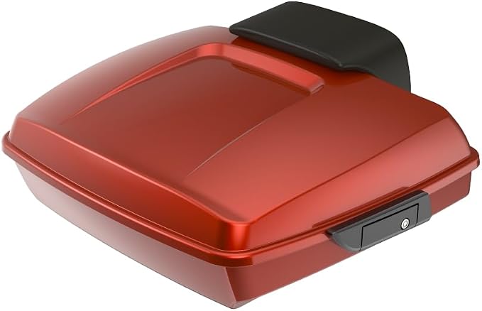 Advanblack 2024 Road Glide Razor Tour Trunk Pack Compatible with Road King FLHR Street Glide FLHX Road Electra Glide 2014-2025 Mounting Rack, Backrest & Stitching Liners (Red Rock)