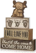 Moucuny 4 Pcs Highland Cow Table Decorations Cow Wooden Signs