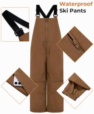 Haloumoning Boys Snow Bibs Kids Ski Pants 5-14 Years