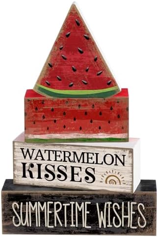 Lineshading 4 Pcs Summer Table Decor Wooden Watermelon Tiered Tray Decor
