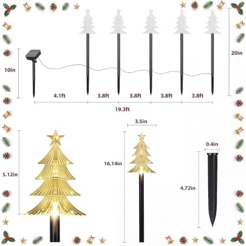 TOWPONICS Christmas Solar Pathway Lights Outdoor Decorations, 20 PCS