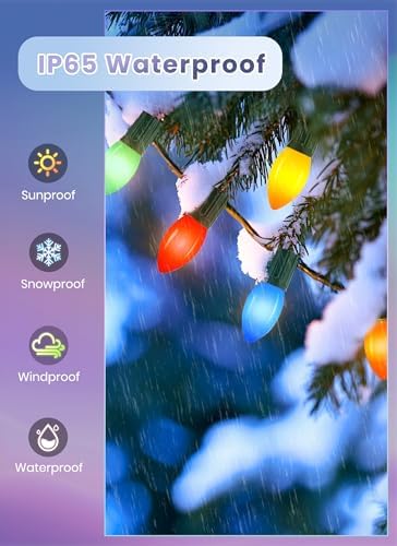 Vintage Christmas Lights Outdoor, 200Ft C9 String Lights with 100 LED Bulbs