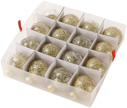 Sattiyrch Christmas Ornament Storage Box,4 Trays with Customizable Dividers,Canvas,Dust-Proof, Holds Up to 64 x 2.36 Ornaments, for Garage/Attic/Basement Storage