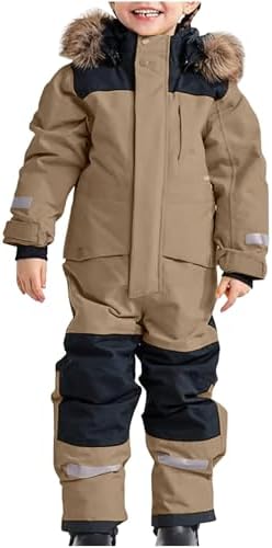 YRAETENM Snow Suit for Kids Boys Girls One Piece Snowsuit Girls and Boys Waterproof Insulated Winter Jumpsuit Coveralls