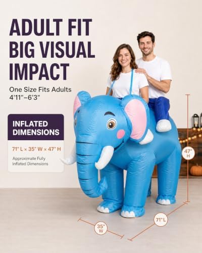 2-Person Inflatable Elephant Costume for Couples & Adults, Halloween