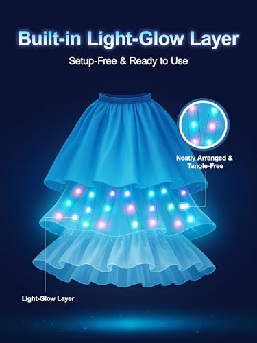Light Up Princess Costume for 3-9 Ages girls Halloween dress up
