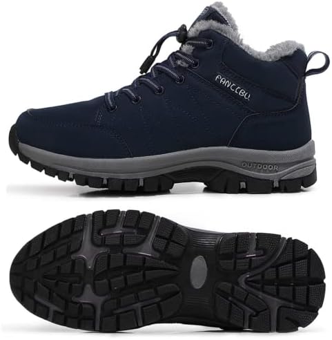 Winter Boots For Mens Snow Boots Anti-Slip Fur Lined Warm Ankle Boots Casual Lightweight Trekking Backpacking Hiking Boots