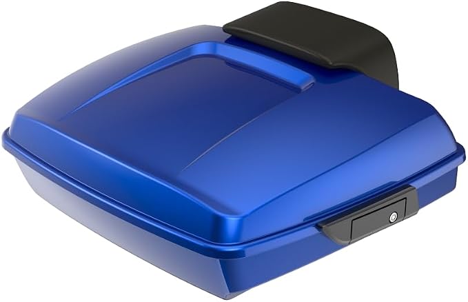Advanblack Road Glide Tour Trunk Pack Crushed Sapphire Blue Razor Tour Trunk Pack Backrest Pad for '97-'25 Harley Touring Road King Street Glide Electra Glide CVO models