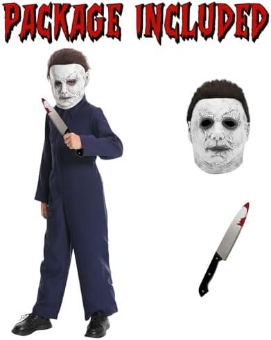 Michael Costume for Kids with Mask and Toy Knife, Halloween Killer outfit