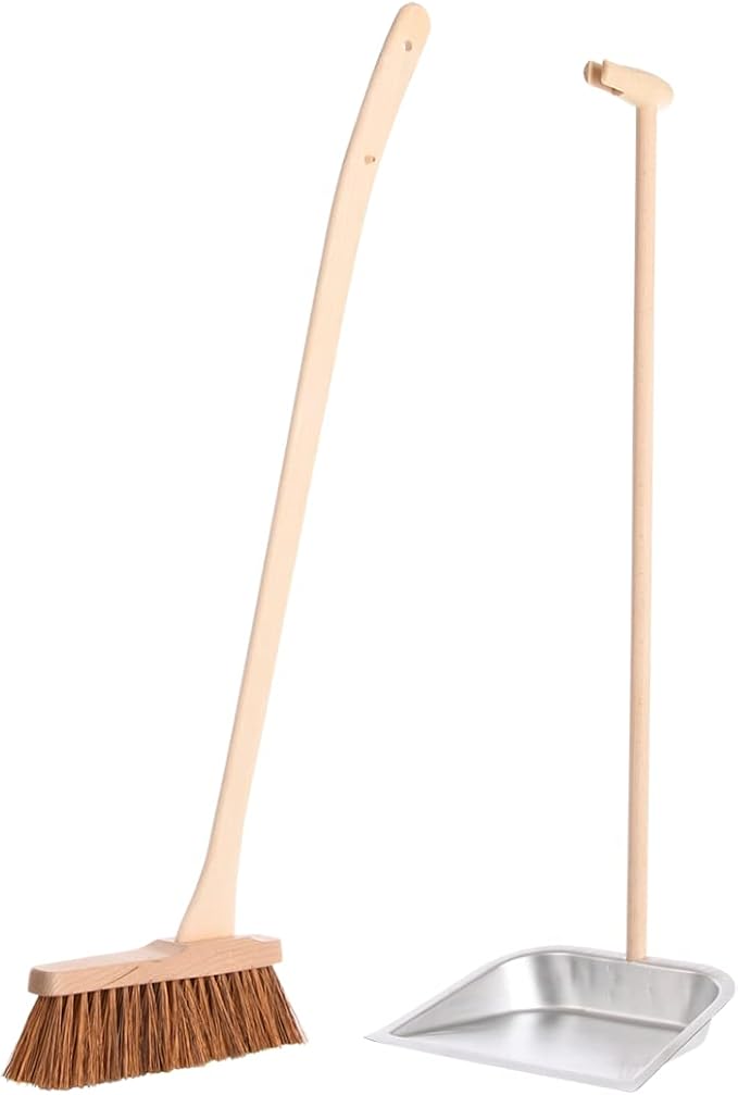 Esschert Standing Dust Pan and Broom, Metal, Wood