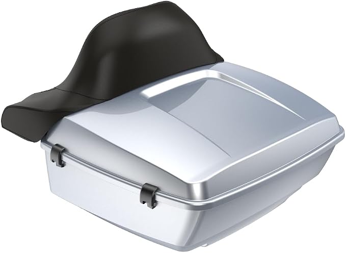 Advanblack Road Glide Tour Trunk Pack Barracuda Silver King Tour Trunk Pack Luggage +Wrap-Around Backrest Pad for '97-'25 Harley Touring Road King Street Glide Electra Glide CVO models