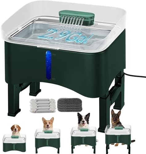 UPSKY 11L Elevated No-Spill Dog Water Fountain with 4 Adjustable Heights