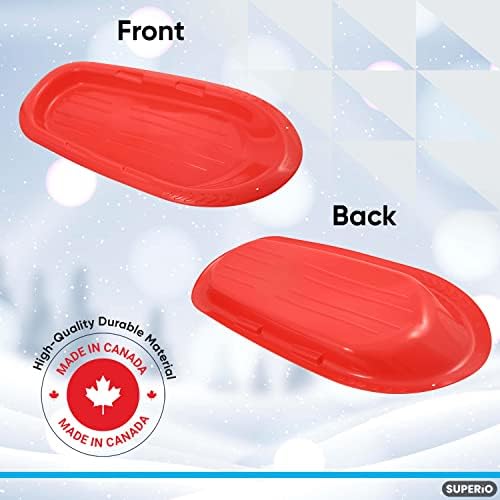 Superio Toboggan Snow Sleds for Kids and Adults, 36"/48" Heavy Duty Plastic Sliders with Handles and Hole for Pull Ropes- Kid and Adult Winter Fun