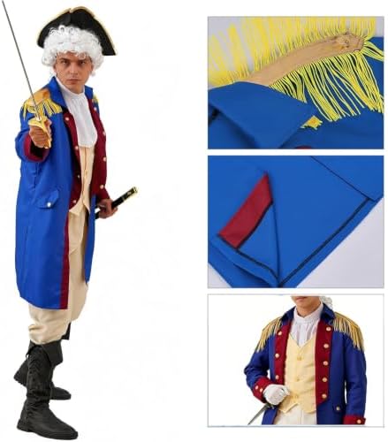 OEBLD George Washington Costume Adult Colonial Men Colonial Deluxe Wax Museum Project