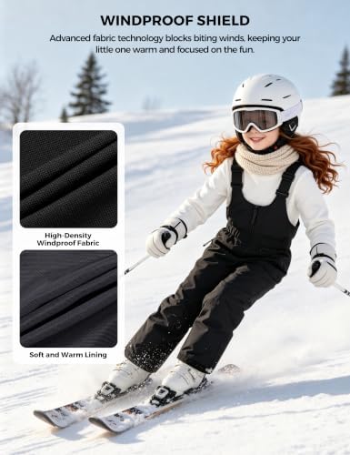 wantdo Girls Ski Pants Winter Snow Bibs Kids Insulated Snowboarding Overall