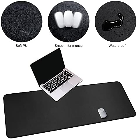 CENNBIE Leather Desk Mat,55" x 19.6" Extra Large Desk Pad Protector (Black)