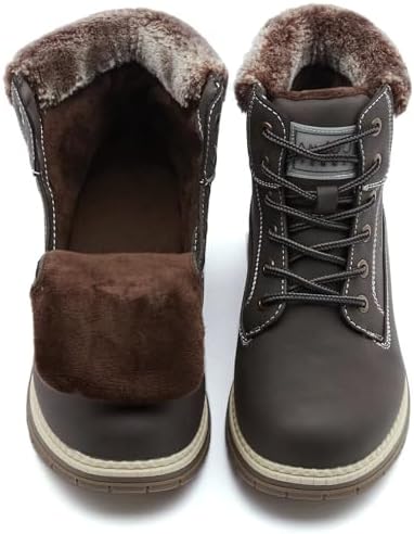 ANJOUFEMME Womens Hiking Snow Winter Boots - Waterproof Outdoor Ankle Boots for Women Comfortable Warm Fur Boots for Backpacking Cycling