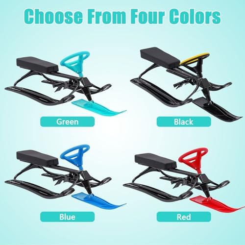 220.5LBS Load Snow Racer Sled, Kart Ski Sled Slider Board w/Foot Brakes, 31.1In Baseboard Steel Frame Skiing Kids Ride Outdoor Winter Toboggan w/Anti-Slip Pedal