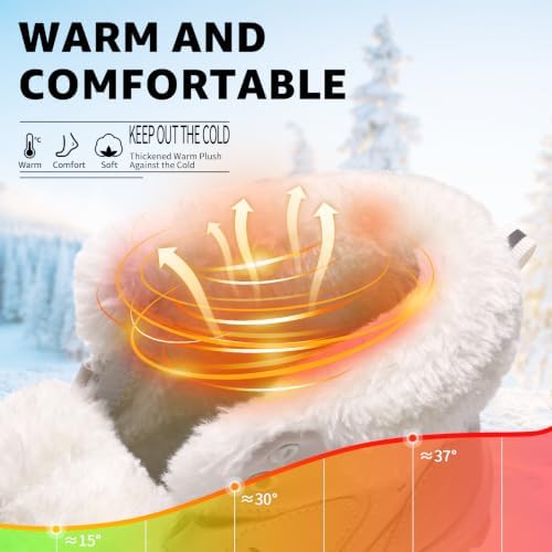 Littleplum Womens Snow Boots - Warm Fur Line Anti Slip Winter Short Boots Comfortable Lace Up Ankle Booties for Outdoor Hiking