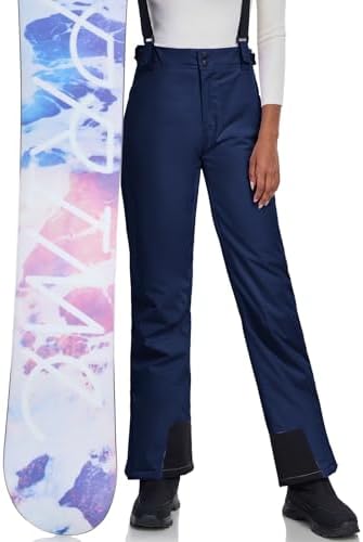 Women's Snow Ski Pants Insulated Winter Warm Outdoor Waterproof Snowboard Pants Bibs Detachable Suspender