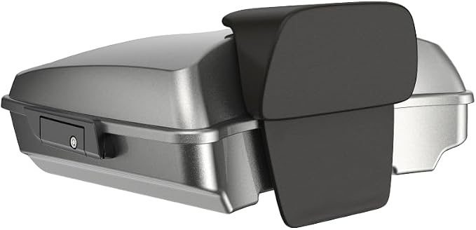 Advanblack Road Glide Tour Trunk Pack Mercury Silver Razor Tour Trunk Pack Backrest Pad for '97-'25 Harley Touring Road King Street Glide Electra Glide CVO Models