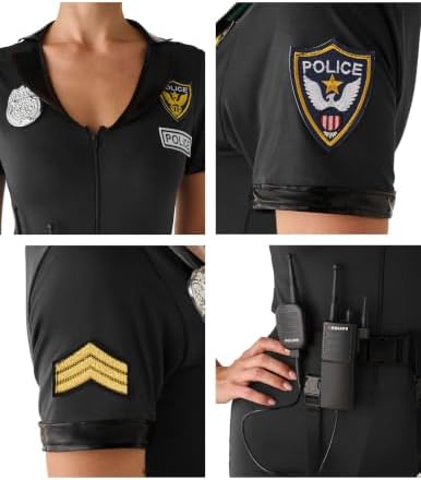 Spooktacular Creations 6 Pcs Women Police Costume, Halloween Cop Costume Women for Adult Halloween Cosplay Party Events