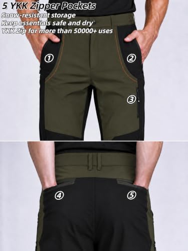 Mens Snow Ski Pants Waterproof Insulated Zipper Bottom Leg