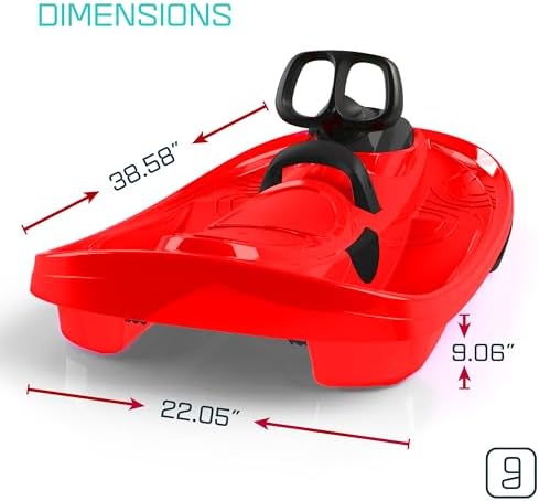 Snow Sled for Kids, Adults - Toboggan Sled, Easy Turning Steering Wheel, Anti-Slip Seat, Pull Up Brake, Durable Plastic Sled, Lightweight, Snow Sleds, Age 3+ 260 lbs