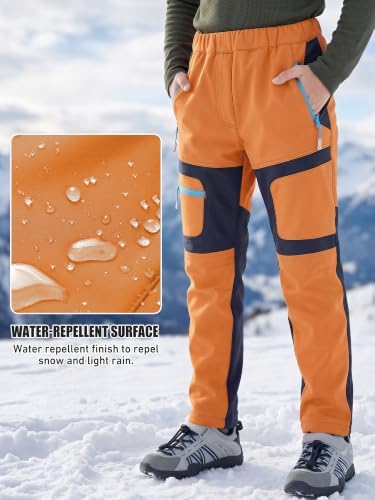 Boys Snow Pants Waterproof Fleece Lined Winter Ski Pants for Kids