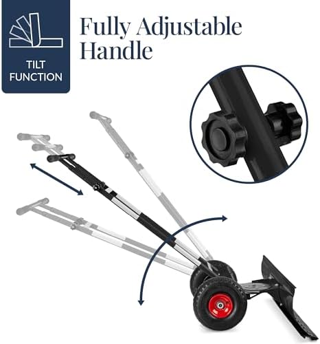 Best Choice Products 36in Galvanized Blade Heavy-Duty 2-Wheel Snow Pusher Hand Plow for Snow Removal w/Wheels, Adjustable Handle, Blade Angle - Black