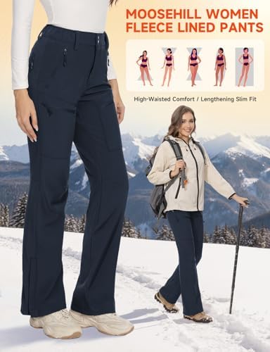 Moosehill Women's Snow Ski Pants : Water Resistant Fleece Lined Flare Fit